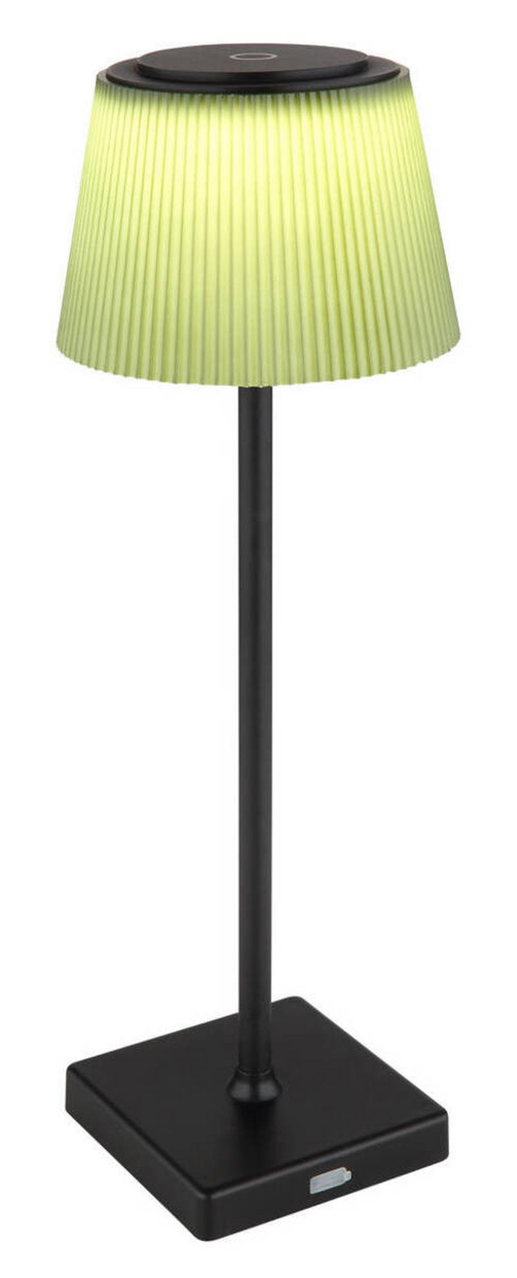 AKKU-TISCHLEUCHTE - Dunkelgrün/Schwarz, Design, Kunststoff/Metall (13/38cm) - Globo