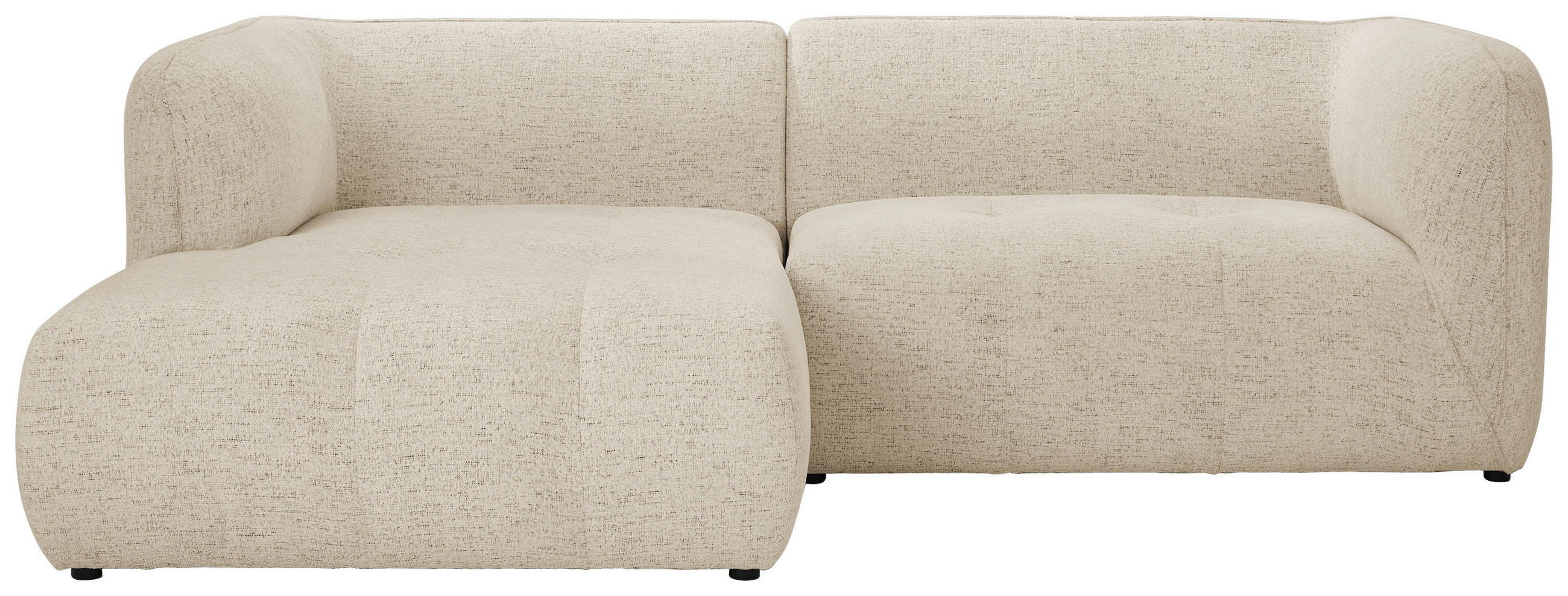 ECKSOFA Chenille Sandfarben  - Sandfarben/Schwarz, Konventionell, Kunststoff/Textil (164/255cm) - MID.YOU