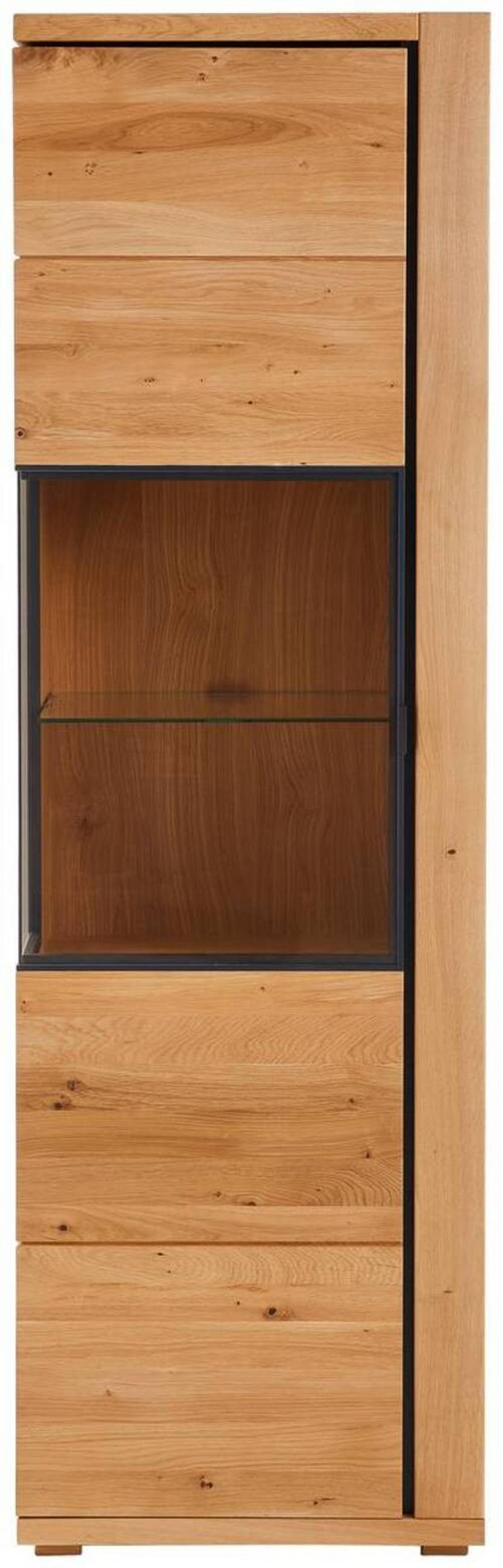 VITRINE Amaya Graphitfarben, Eichefarben  60/196/38 cm  - Eichefarben/Anthrazit, Natur, Glas/Holz (60/196/38cm) - Linea Natura