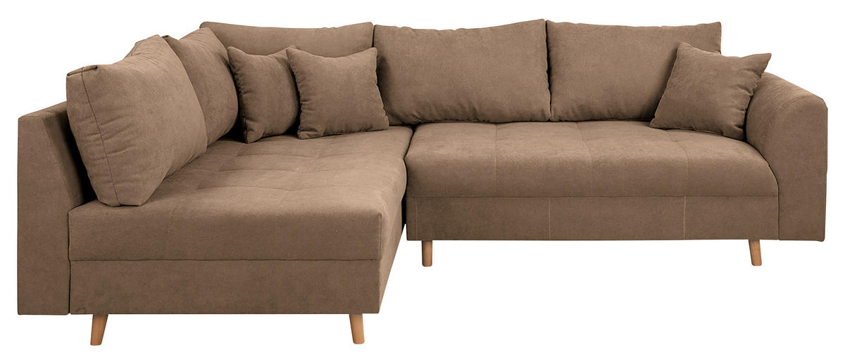 ECKSOFA inkl. Hocker Ariella Beige Mikrofaser  - Beige/Naturfarben, Design, Holz/Textil (161/231cm) - Livetastic