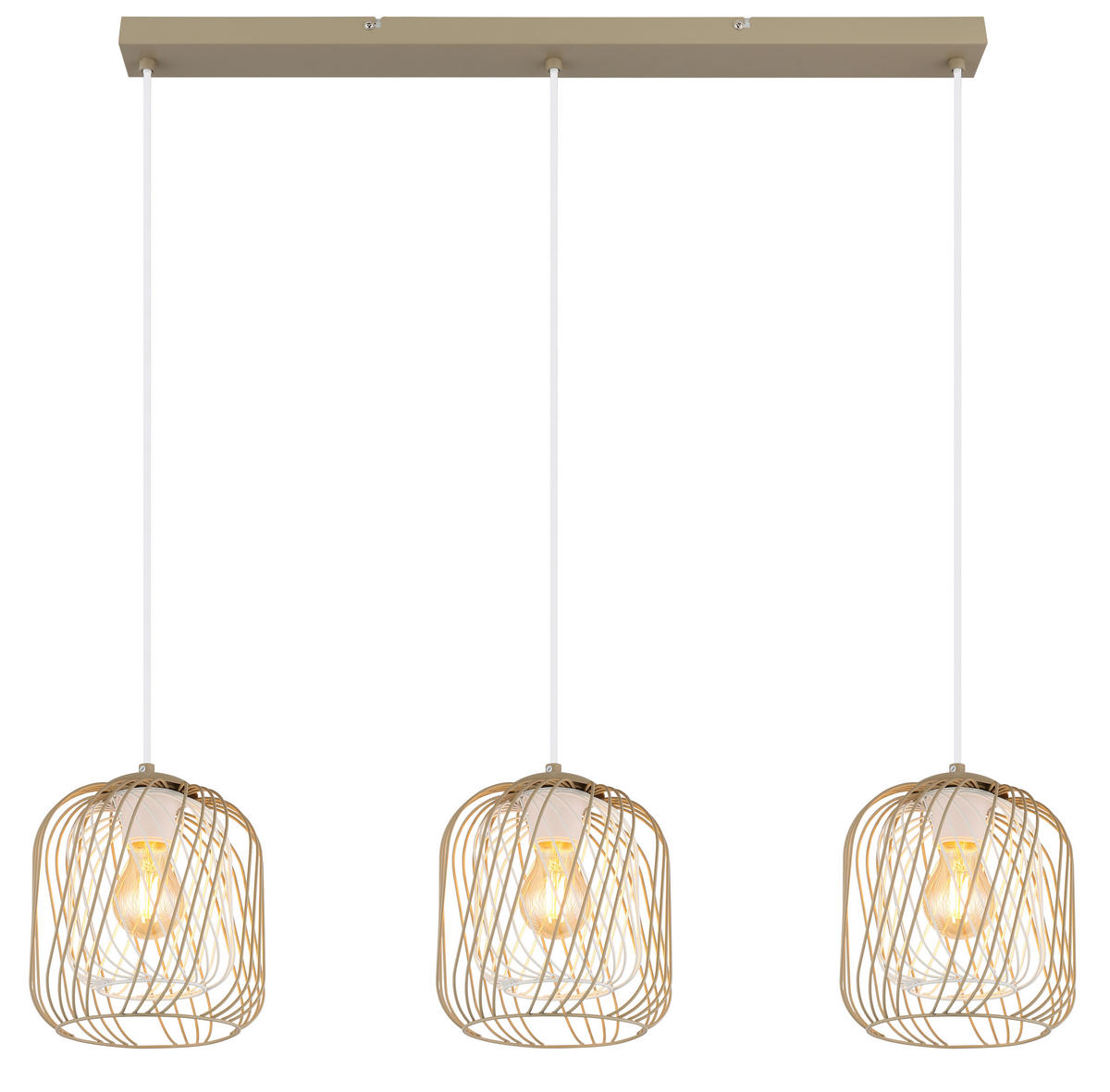 HÄNGELEUCHTE 84/18/150 cm    - Sandfarben/Weiss, Basics, Kunststoff/Metall (84/18/150cm) - Globo