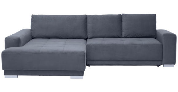 ECKSOFA in Samt Grau  195/293 cm  - Silberfarben/Grau, Design, Holz/Textil (195/293cm) - Cantus