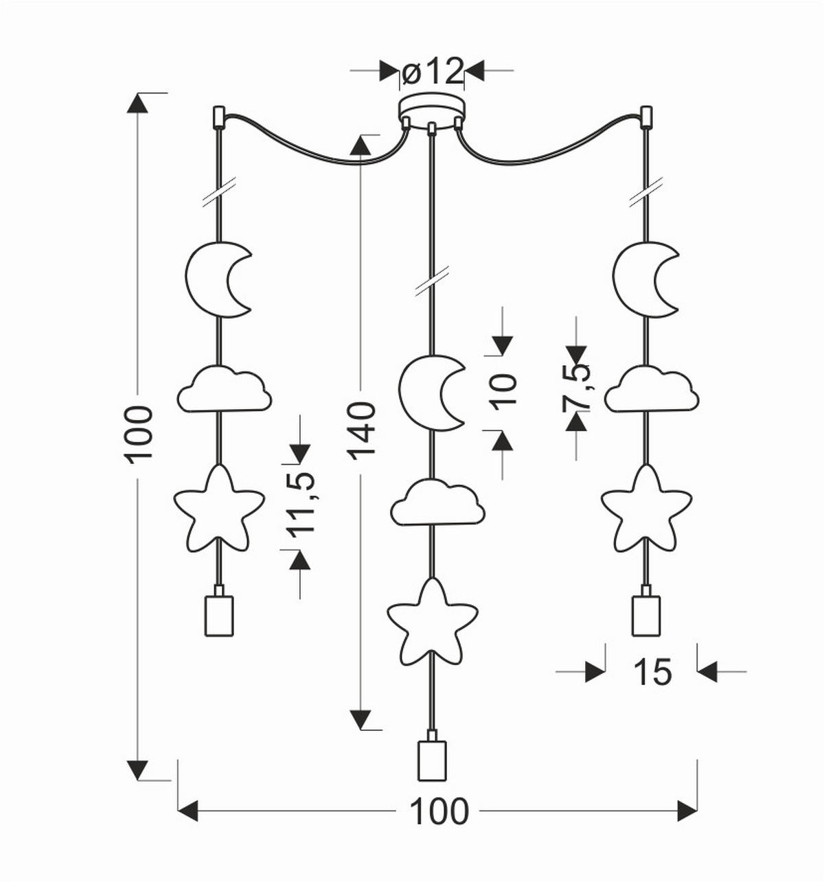 HÄNGLAMPA FÖR BARN Trio 15/100/100 cm  - multicolor, Klassisk, metall (15/100/100cm)