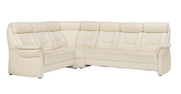 WOHNLANDSCHAFT in Leder Weiß - Alufarben/Weiß, KONVENTIONELL, Leder/Metall (245/298cm) - Cantus