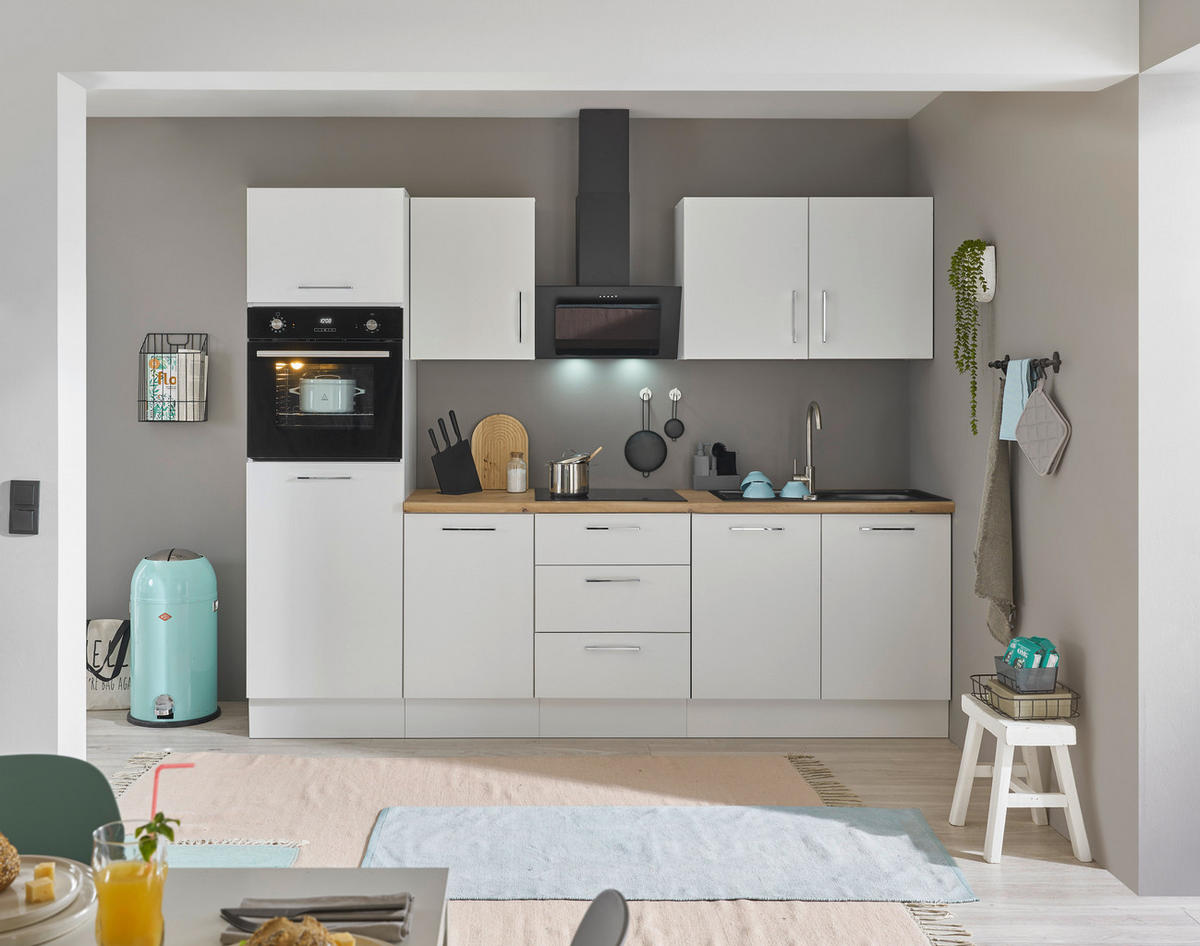 KÜCHENBLOCK 270 cm   in Weiß, Eiche Artisan  - Chromfarben/Weiß, Basics, Holzwerkstoff/Metall (270cm) - MID.YOU