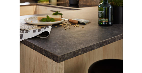 EINBAUKÜCHE - Eichefarben/Anthrazit, Design, Holzwerkstoff - Dieter Knoll