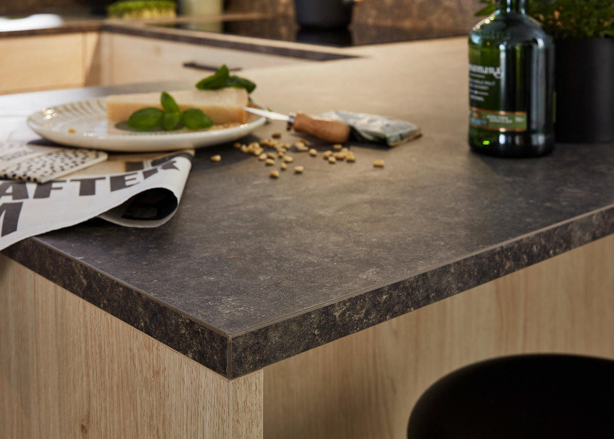EINBAUKÜCHE   - Eichefarben/Anthrazit, Design, Holzwerkstoff - Dieter Knoll