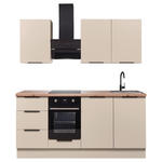 KÜCHENBLOCK   in Kaschmir  - Kaschmir/Schwarz, Basics, Holzwerkstoff/Metall (180/210/60cm) - Xora