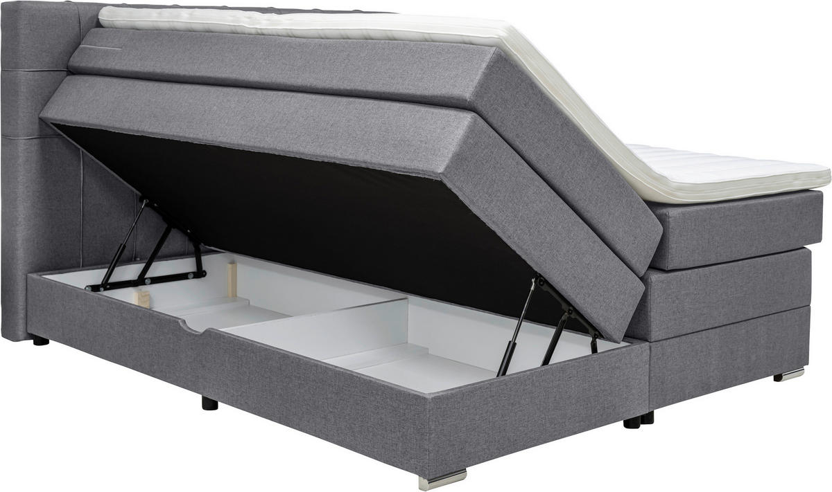BOXSPRINGBETT 160/200 cm  in Grau  - Alufarben/Grau, Konventionell, Kunststoff/Textil (160/200cm) - Carryhome
