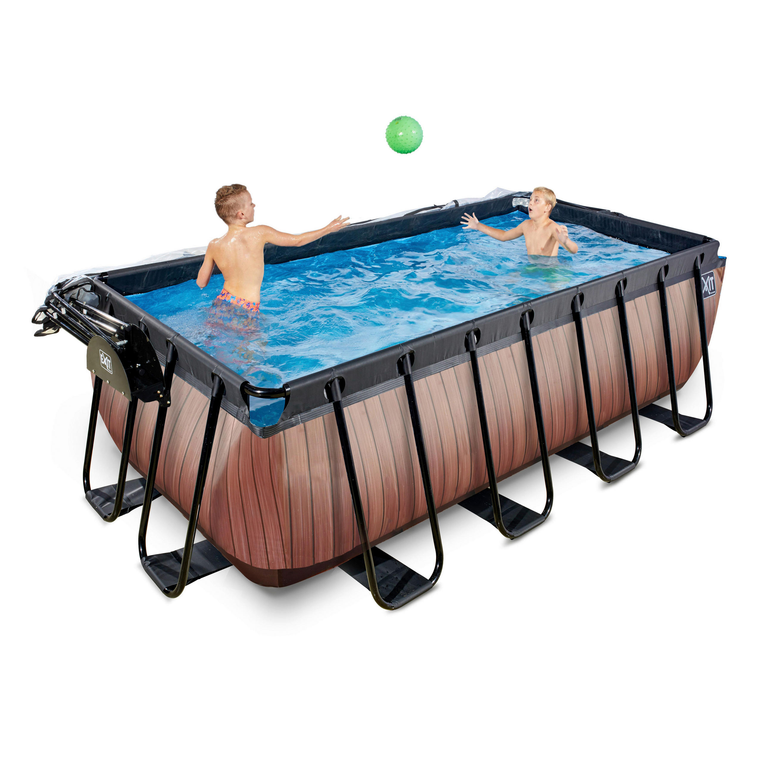 POOL-SET WOOD 400/200/122 cm  - Braun, KONVENTIONELL, Metall (400/200/122cm) - EXIT Toys