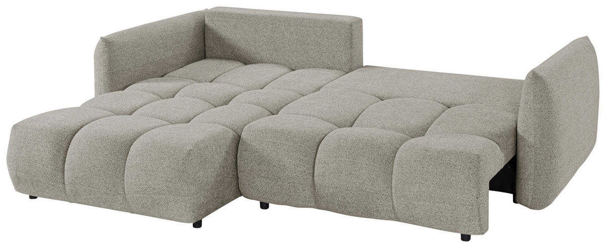 ECKSCHLAFSOFA  in Flachgewebe Mokka  - Schwarz/Mokka, KONVENTIONELL, Holzwerkstoff/Kunststoff (273/188cm) - Livetastic