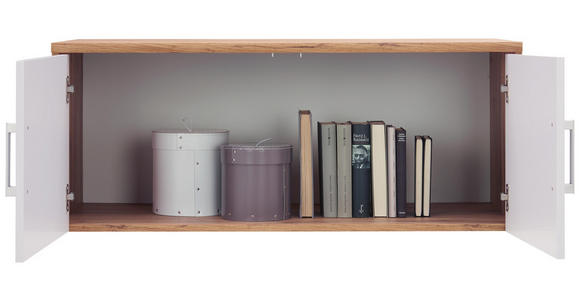 AUFSATZSCHRANK - Eichefarben/Silberfarben, KONVENTIONELL, Holzwerkstoff/Kunststoff (106/43/54cm) - Xora
