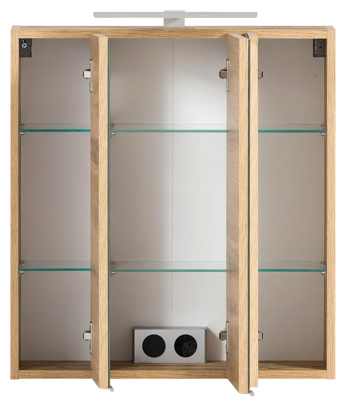 SPIEGELSCHRANK 60/64/20 cm  - Edelstahlfarben/Eiche Wotan, Modern, Glas/Holzwerkstoff (60/64/20cm) - Held