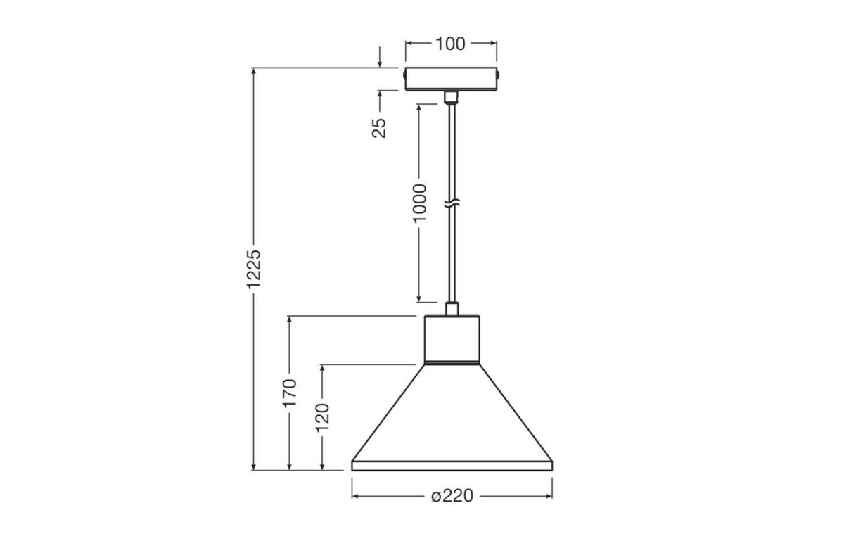 HÄNGELEUCHTE 22/122.5 cm  - Dunkelgrau/Naturfarben, Basics, Holz/Stein (22/122.5cm) - Osram