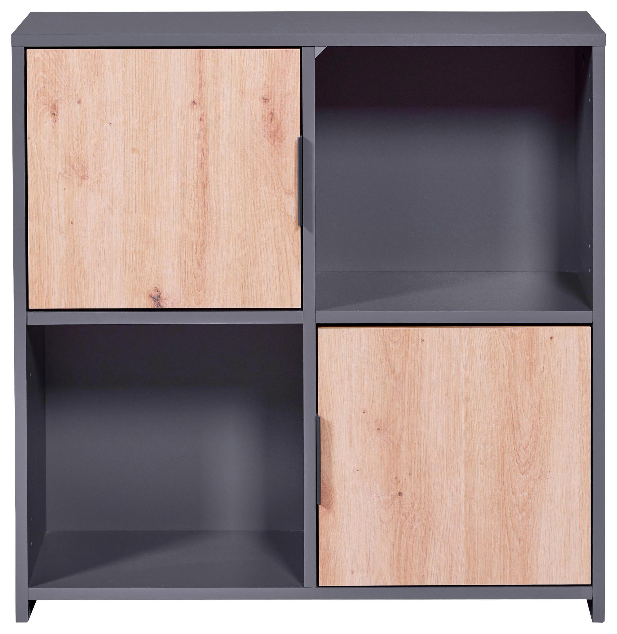 REGAL Anthrazit, Eiche Artisan  - Anthrazit/Schwarz, Design, Holzwerkstoff/Metall (77/77/30cm) - Livetastic