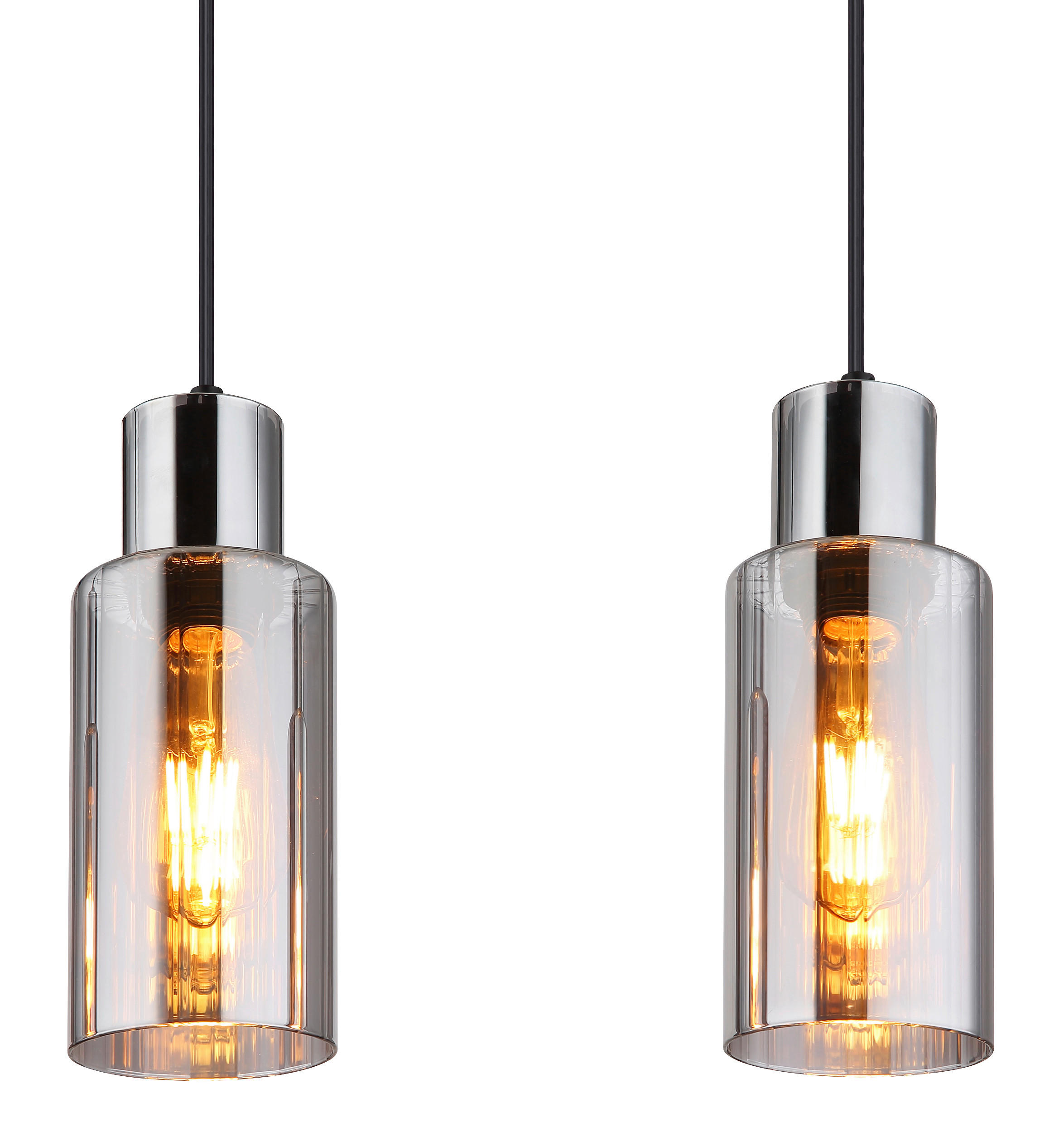 HÄNGELEUCHTE 82/10/120 cm    - Schwarz, Basics, Glas/Metall (82/10/120cm) - Globo