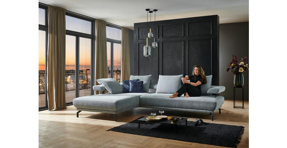 ECKSOFA in Chenille Hellblau 224/305 cm - Schwarz/Hellblau, Design, Textil/Metall (224/305cm) - Dieter Knoll