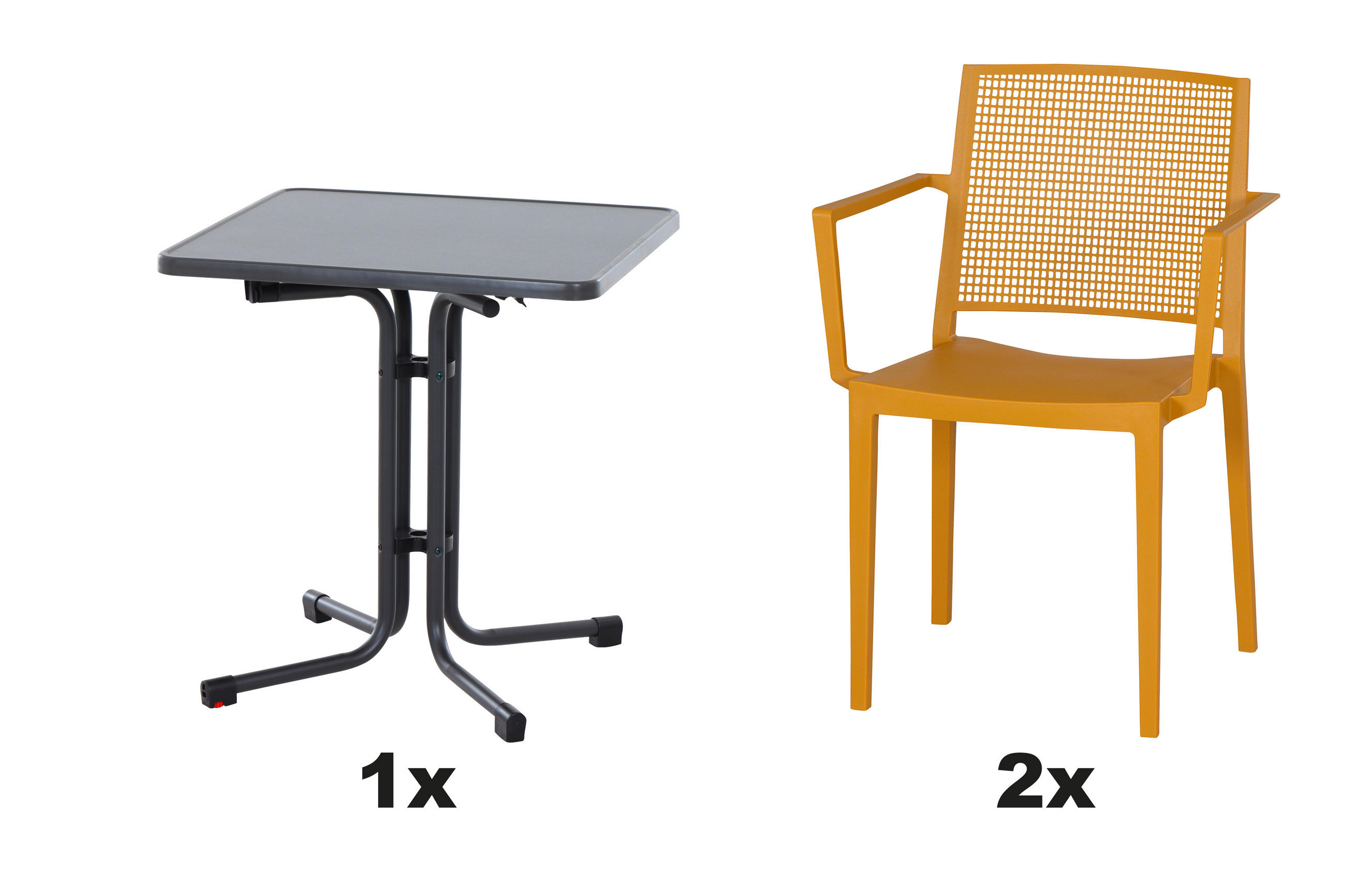 GARTENGARNITUR  - Anthrazit/Senfgelb, Basics, Holzwerkstoff/Kunststoff (70/80/70cm) - Siena Garden