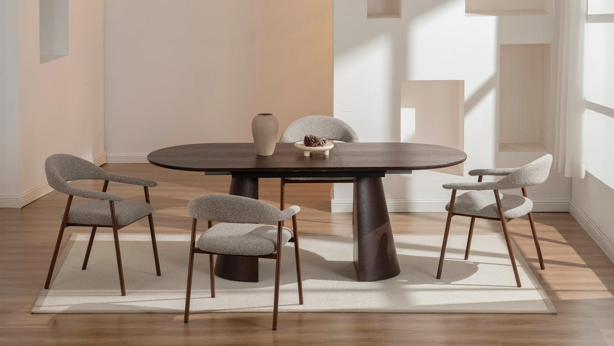 ARMLEHNSTUHL  in Eisen Bouclé  - Eichefarben/Beige, Basics, Holz/Textil (59/75/62cm) - Livetastic