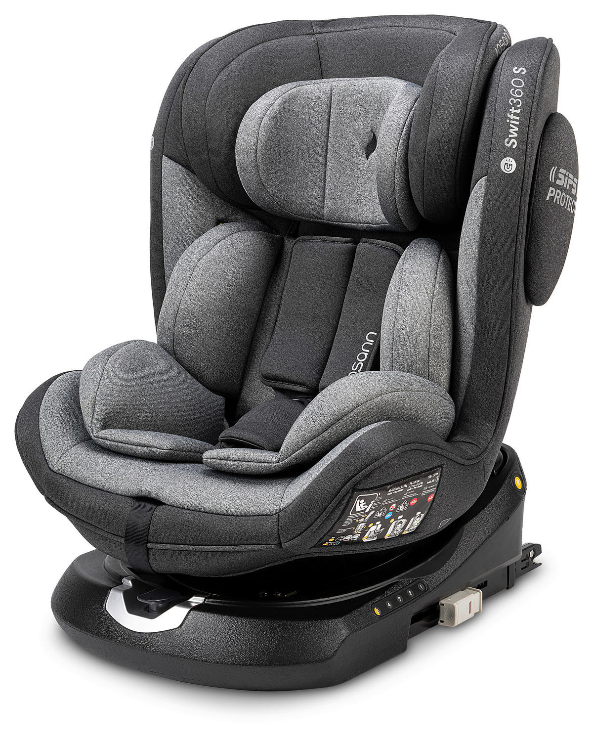 REBOARDER-KINDERSITZ SWIFT360S ECE R 129 i-SIZE  - Dunkelgrau/Hellgrau, Basics, Kunststoff/Textil (44/60/50cm) - Osann