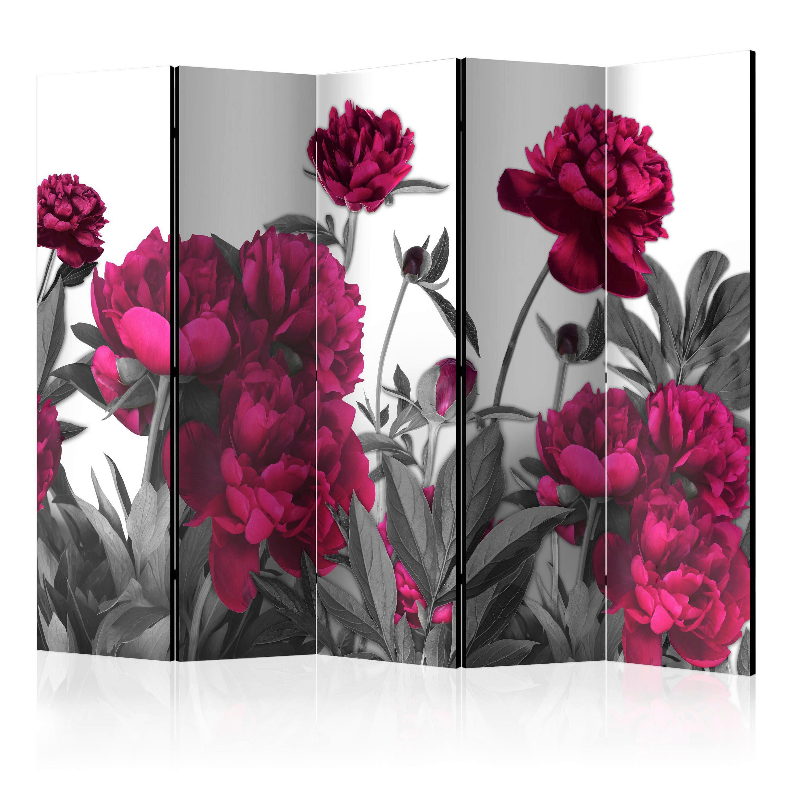 PARAVENT mit 5  Flügel - Magenta/Grau, Basics, Holz/Textil (225/172/3cm) - artgeist
