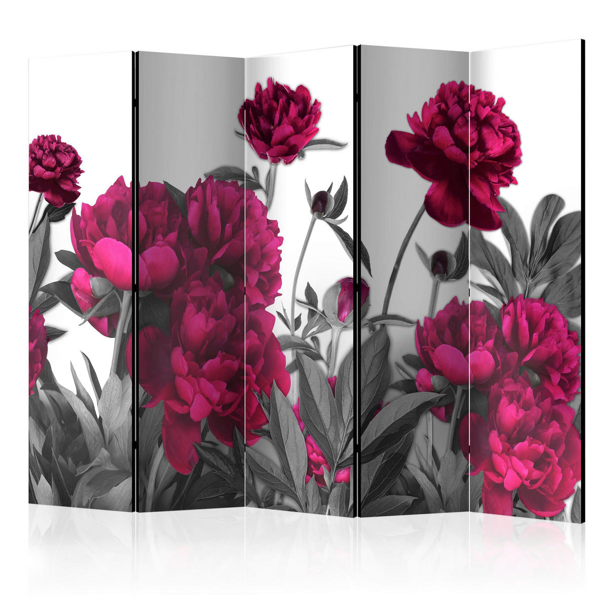 PARAVENT mit 5  Flügel - Magenta/Grau, Basics, Holz/Textil (225/172/3cm) - artgeist