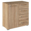 KOMMODE  in 80/81/42 cm  - Silberfarben/Sonoma Eiche, Design, Holzwerkstoff/Kunststoff (80/81/42cm) - Novel