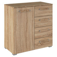 KOMMODE  in 80/81/42 cm  - Silberfarben/Sonoma Eiche, Design, Holzwerkstoff/Kunststoff (80/81/42cm) - Novel