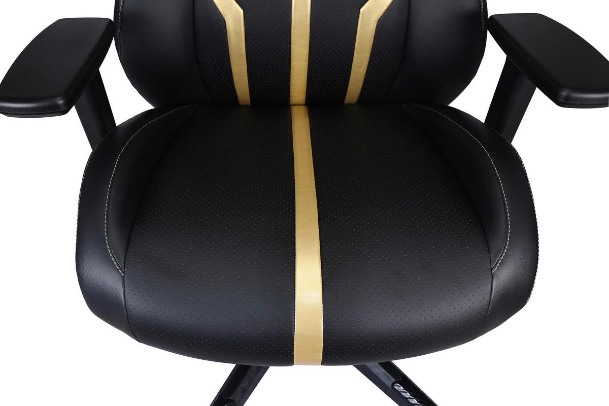 GAMER SZÉK  bőrhatású textil sárga, fekete  - sárga/fekete, Design, műanyag/textil (69/117-125/60cm) - BX Gaming
