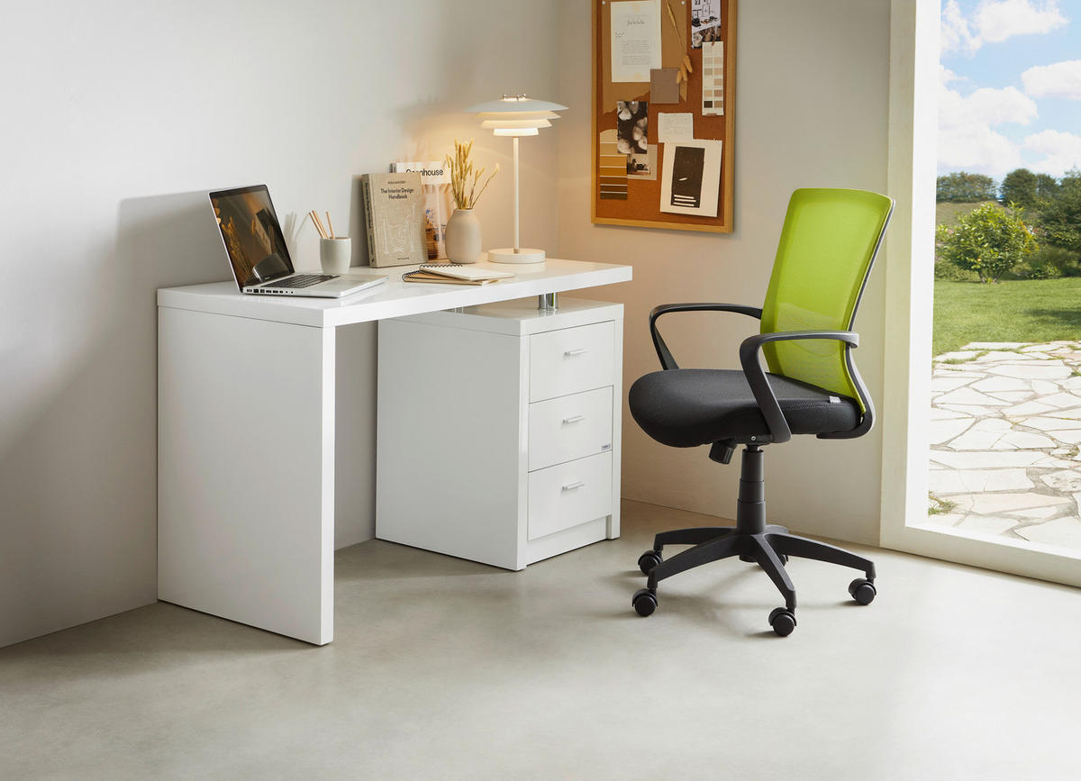 SCHREIBTISCH 120/55/75 cm  in Weiss, Chromfarben  - Chromfarben/Weiss, Design, Holzwerkstoff/Metall (120/55/75cm) - Hom`in