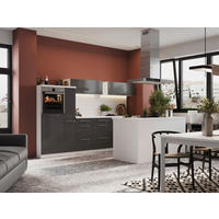 KÜCHENBLOCK 310/160 cm   in Grau, Weiss  - Weiss/Alufarben, Modern, Naturmaterialien/Holzwerkstoff (310/160cm) - Respekta