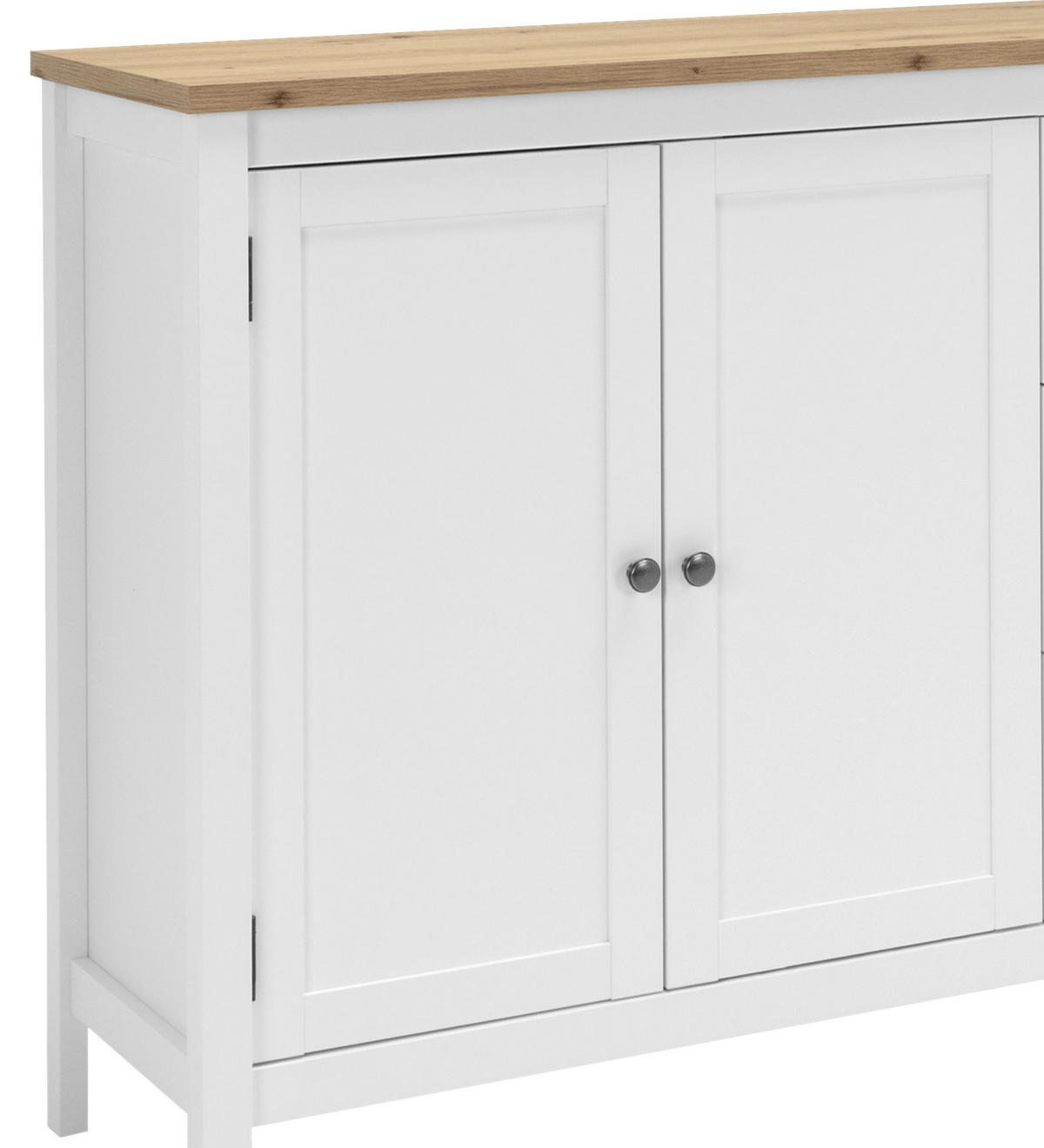 COMODĂ CU UȘI 180/90/40 cm  - alb/culoare lemn stejar, Konventionell, metal/material pe bază de lemn (180/90/40cm) - MID.YOU