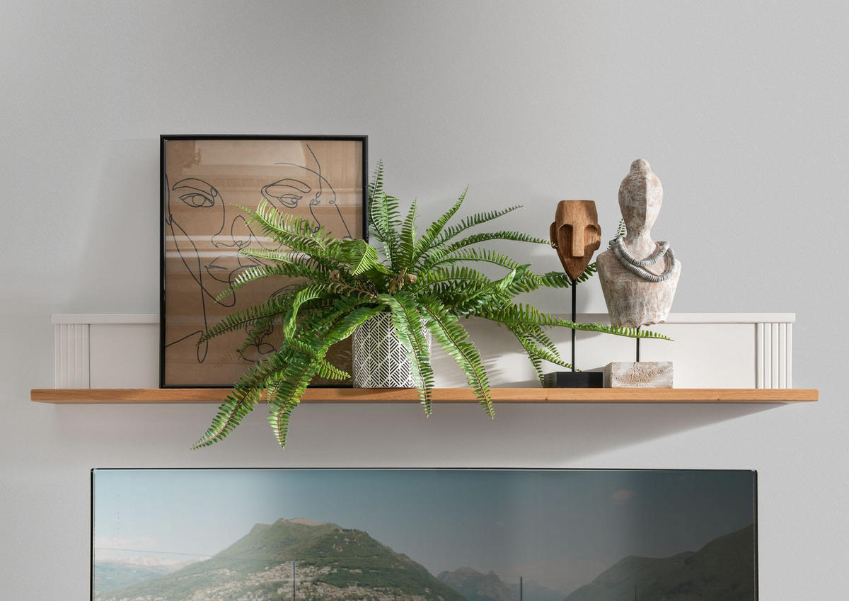 WANDBOARD Kiefer massiv Weiß  - Weiß, Design, Holz (148/18/16cm) - Livetastic