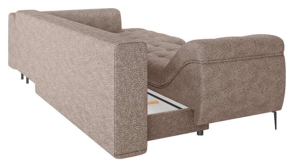 ECKSOFA Braun Struktur, Bouclé  - Schwarz/Braun, Design, Textil (177/276cm) - MID.YOU