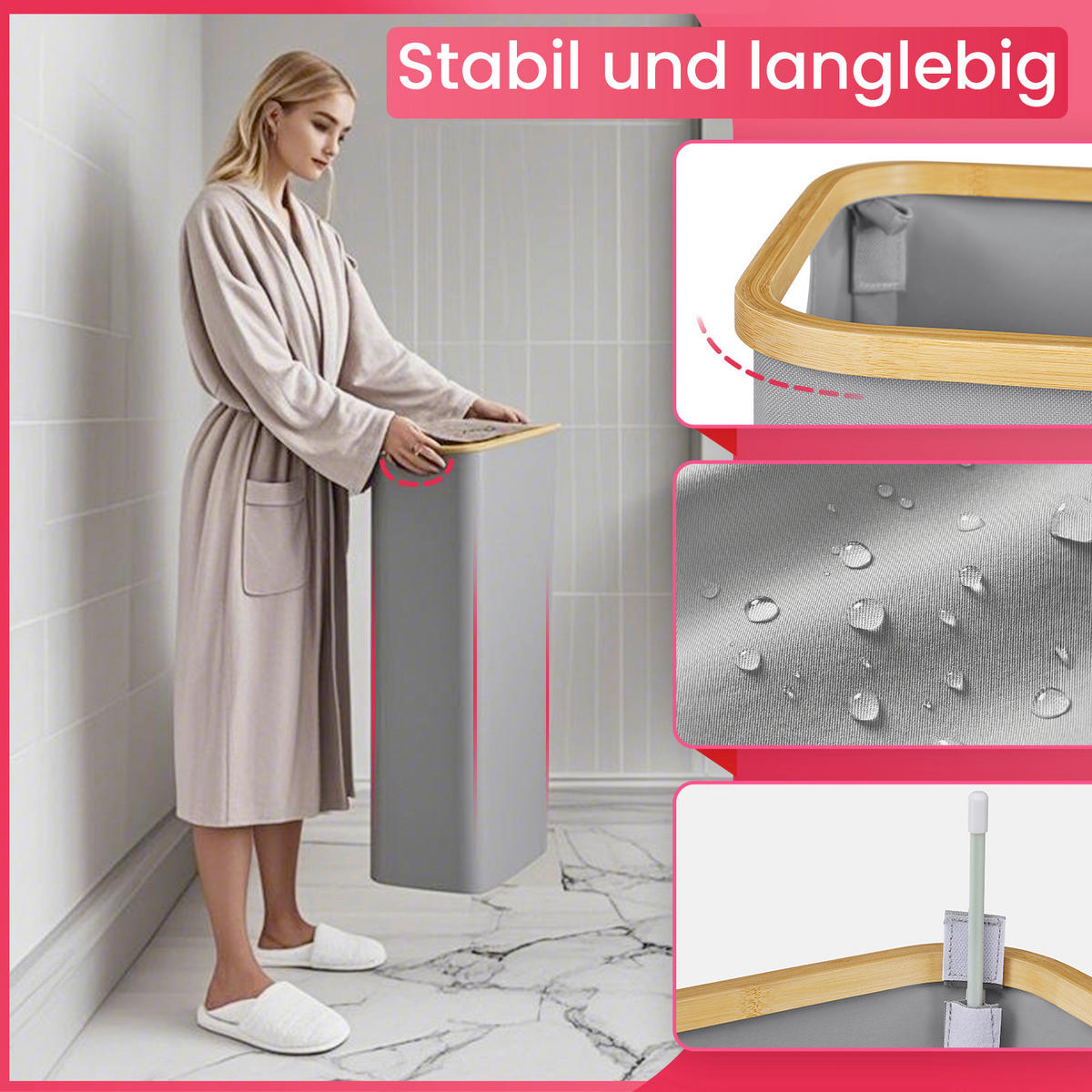 WÄSCHEKORB - Grau, Trend, Naturmaterialien/Kunststoff (42/70,5/22,5cm) - Boxxx