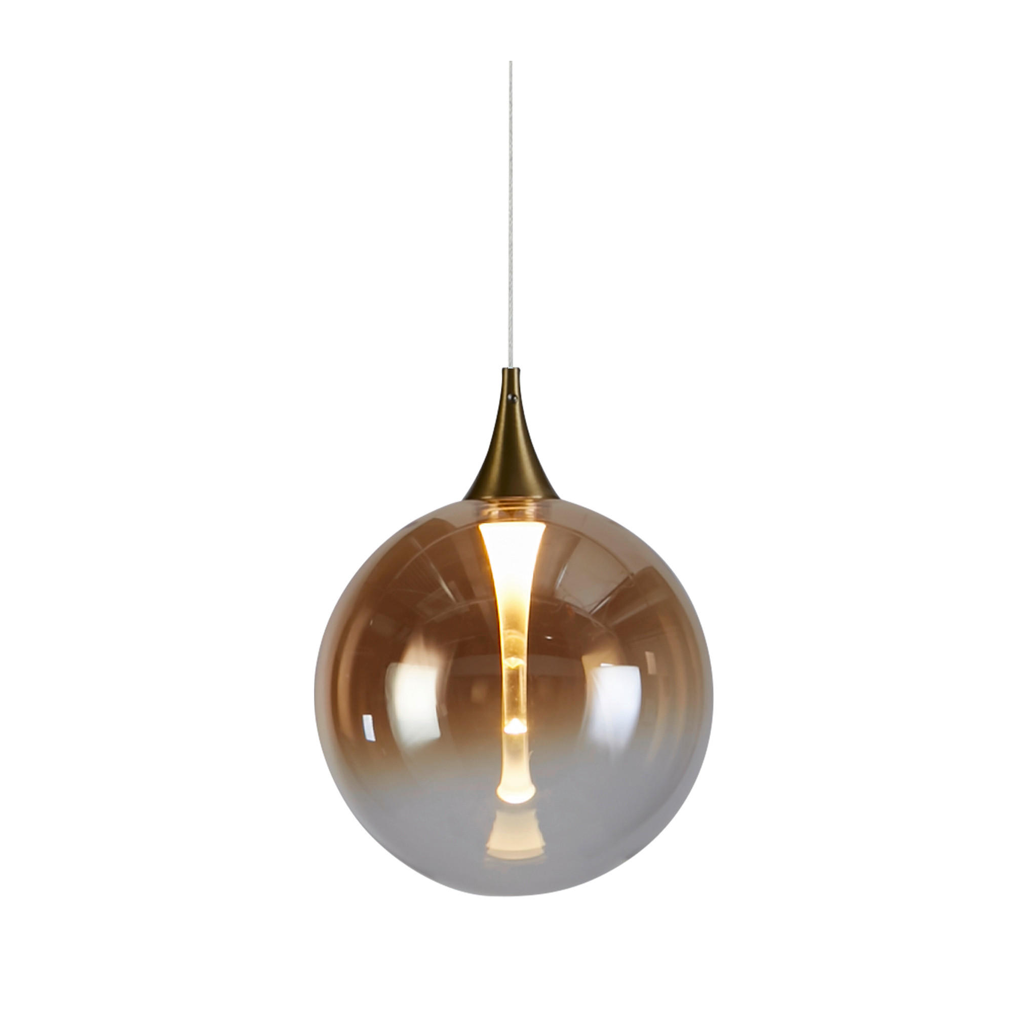 LAMPĂ SUSPENDATĂ CU LED 16/150 cm  - culoare chihlimbar/alămiu, Basics, sticlă/metal (16/150cm)