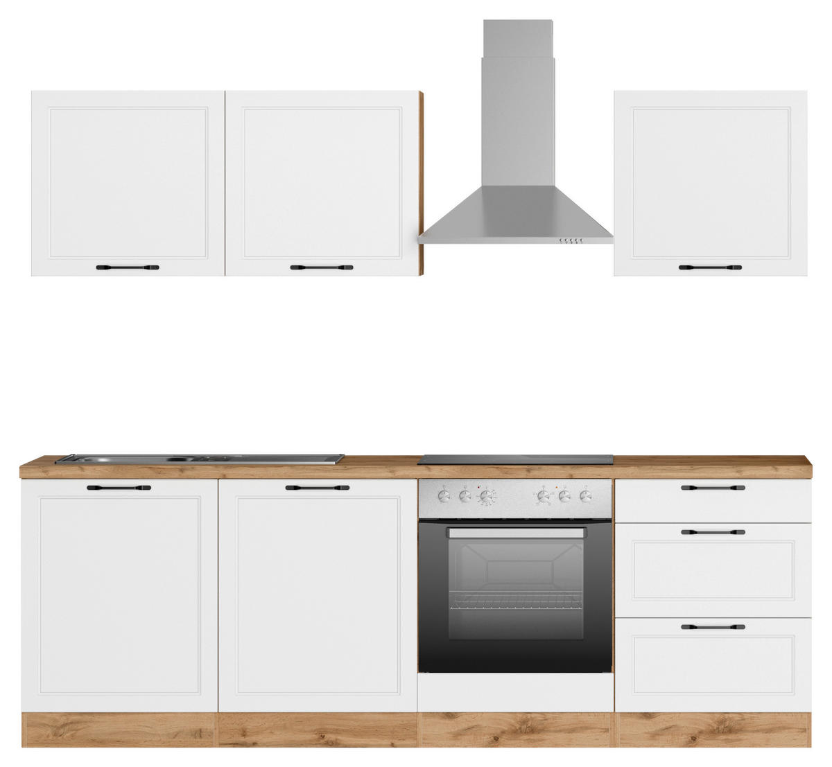 KÜCHENBLOCK 240 cm   in Weiss, Eiche Wotan  - Weiss/Eiche Wotan, Lifestyle, Holzwerkstoff/Metall (240cm) - Held