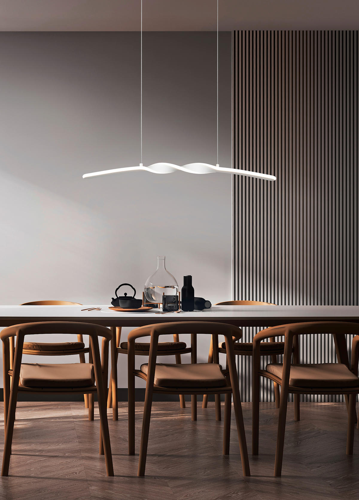 LED FÜGGŐLÁMPA  - fehér, Basics, műanyag/fém (79/150/9cm)