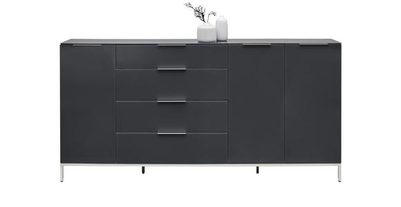 SIDEBOARD in 225/99/42 cm - Anthrazit/Alufarben, Design, Glas/Holzwerkstoff (225/99/42cm) - Voleo