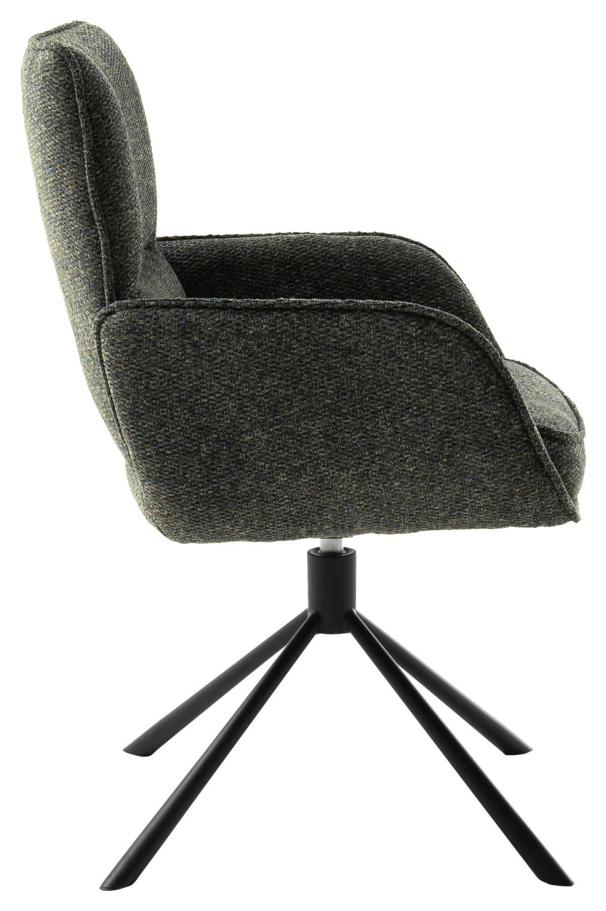 ARMLEHNSTUHL  Sitzfläche 360° drehbar, automatische Rückholfunktion Webstoff  Schwarz, Olivgrün  - Schwarz/Olivgrün, Design, Textil/Metall (62/92/65cm) - Novel