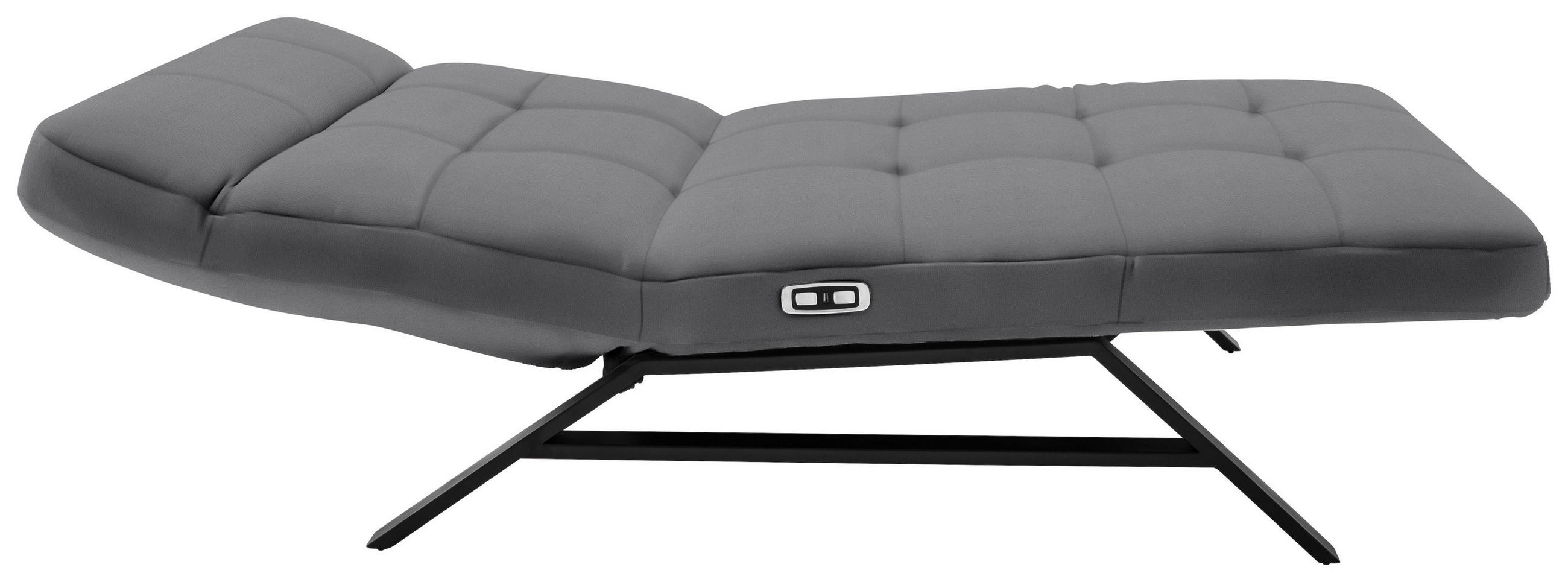 RELAXLIEGE in Echtleder Grau  - Schwarz/Grau, Design, Leder/Metall (120/54-113/158-198cm) - Pure Home Lifestyle
