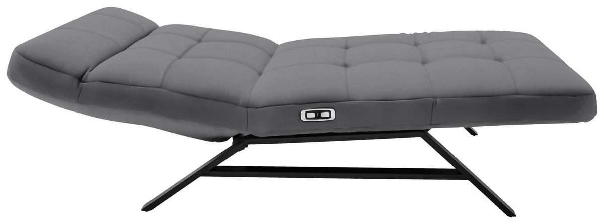 RELAXLIEGE in Echtleder Grau  - Schwarz/Grau, Design, Leder/Metall (120/54-113/158-198cm) - Pure Home Lifestyle