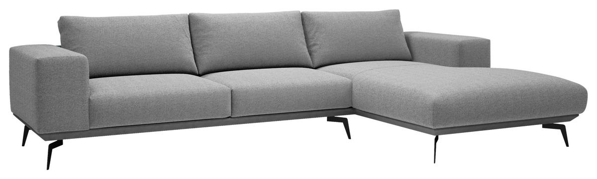 ECKSOFA Grau Chenille  - Schwarz/Grau, Design, Holz/Textil (330/180cm) - MID.YOU