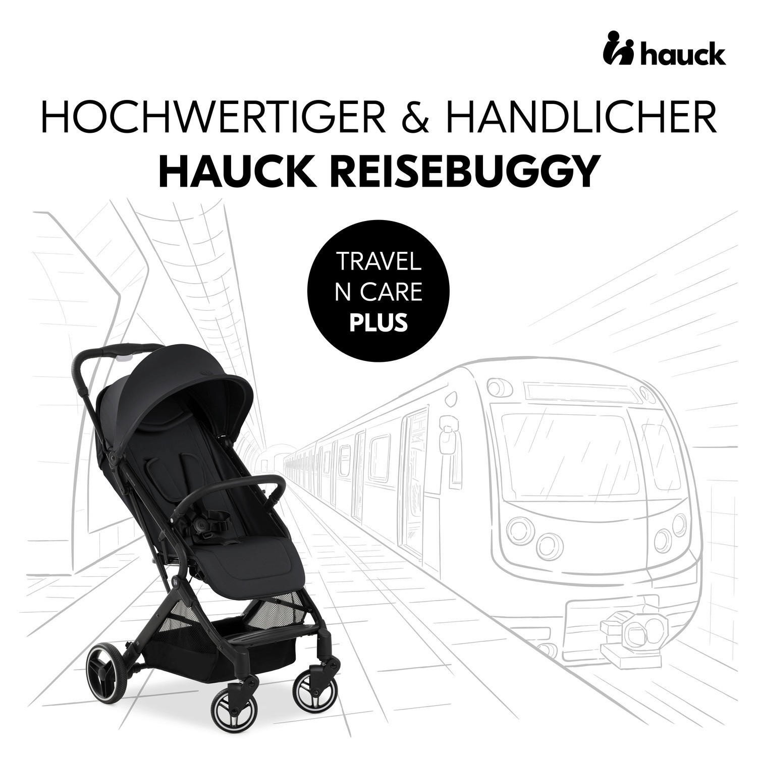 BUGGY TRAVEL N CARE PLUS  - Schwarz, Basics, Metall (81/51,5/105cm) - Hauck