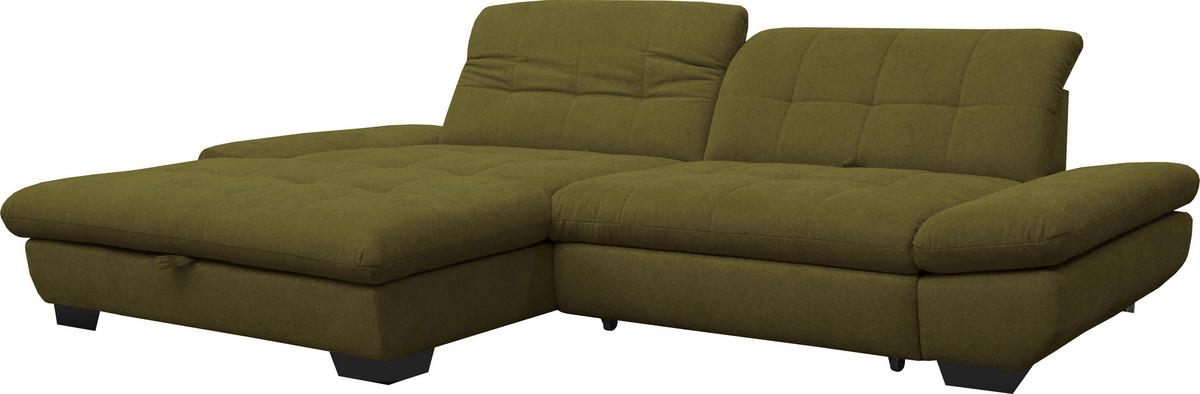 ECKSOFA in Mikrofaser Grün  198/290 cm  - Schwarz/Grün, Design, Textil/Metall (198/290cm) - Xora