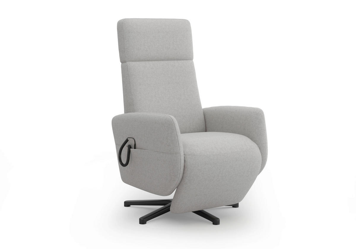 RELAXSESSEL in Textil Hellgrau  - Hellgrau/Schwarz, Konventionell, Textil/Metall (71/110/82cm) - Sit & More