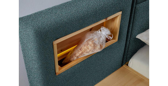 BETT 180/200 cm in Zirbelkieferfarben, Petrol - Zirbelkieferfarben/Petrol, Natur, Holz/Textil (180/200cm) - Valnatura