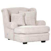 XXL-SESSEL - Beige/Dunkelbraun, Design, Holz/Textil (121/100/140cm) - Ambia Home