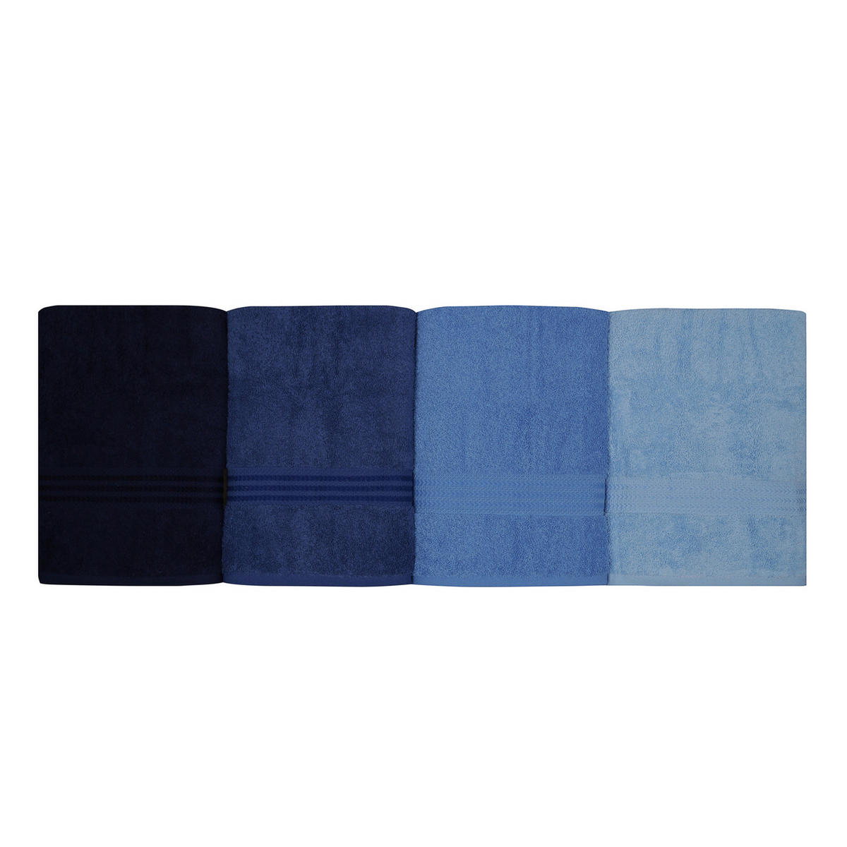 DUSCHTUCHSET Blau, Hellblau, Dunkelblau 4-teilig  - Blau/Dunkelblau, Basics, Textil (70/140cm)