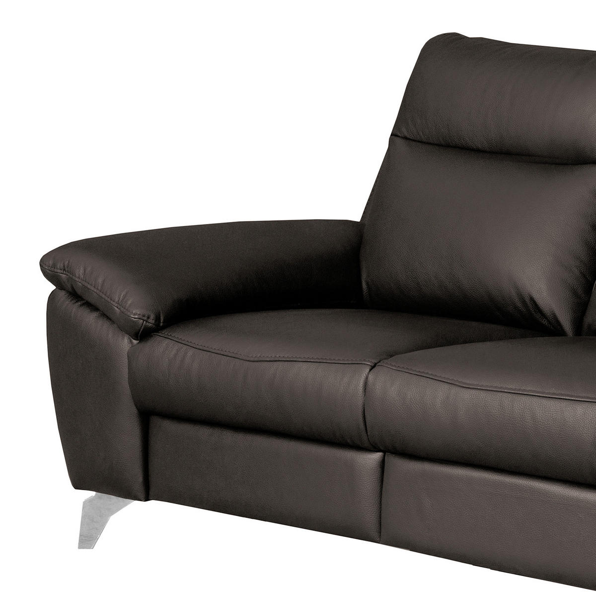 2-SITZER-SOFA 178/95/96 cm PERLE in Echtleder Dunkelbraun   - Chromfarben/Dunkelbraun, Design, Leder/Metall (178/95/96cm) - Livetastic